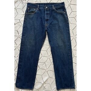 Levi's 501 Original Fit Jeans W38 L28 100% Cotton Denim Classic Blue *see Photos